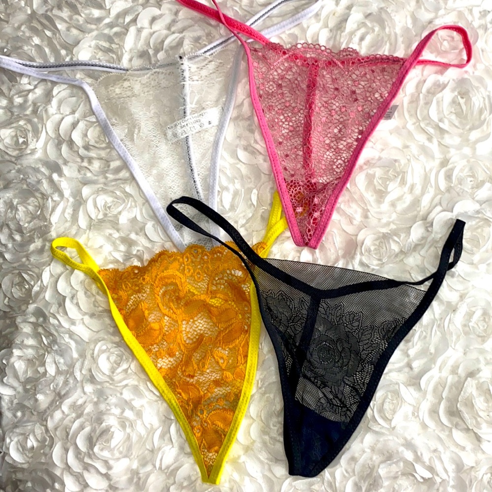 Bundle of 4 new g string lace panties size large